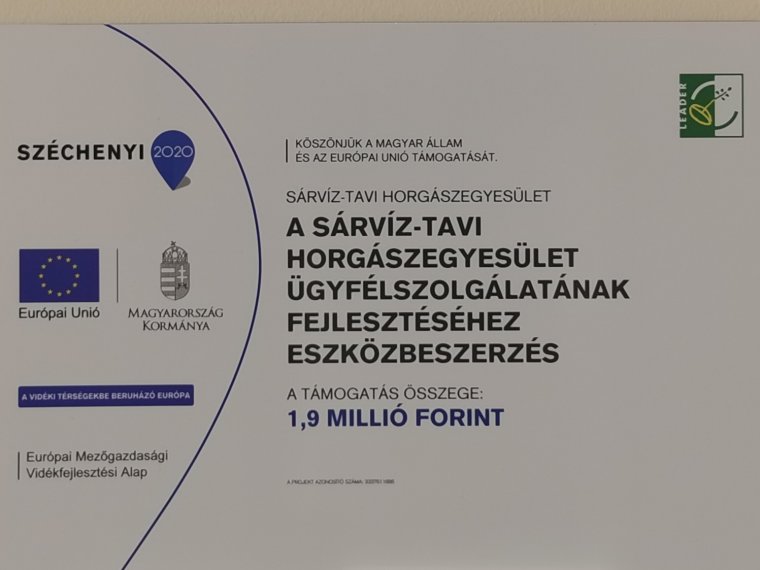 The customer service tool park of the Sárvíz-Tavi Fishing Association was renewed with rural development support