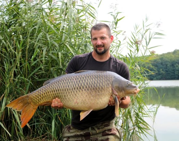 Németh Péter horgásztársunk fogta ezt a 17,50kg-s pontyot Gersekaráton  bojlis készséggel.